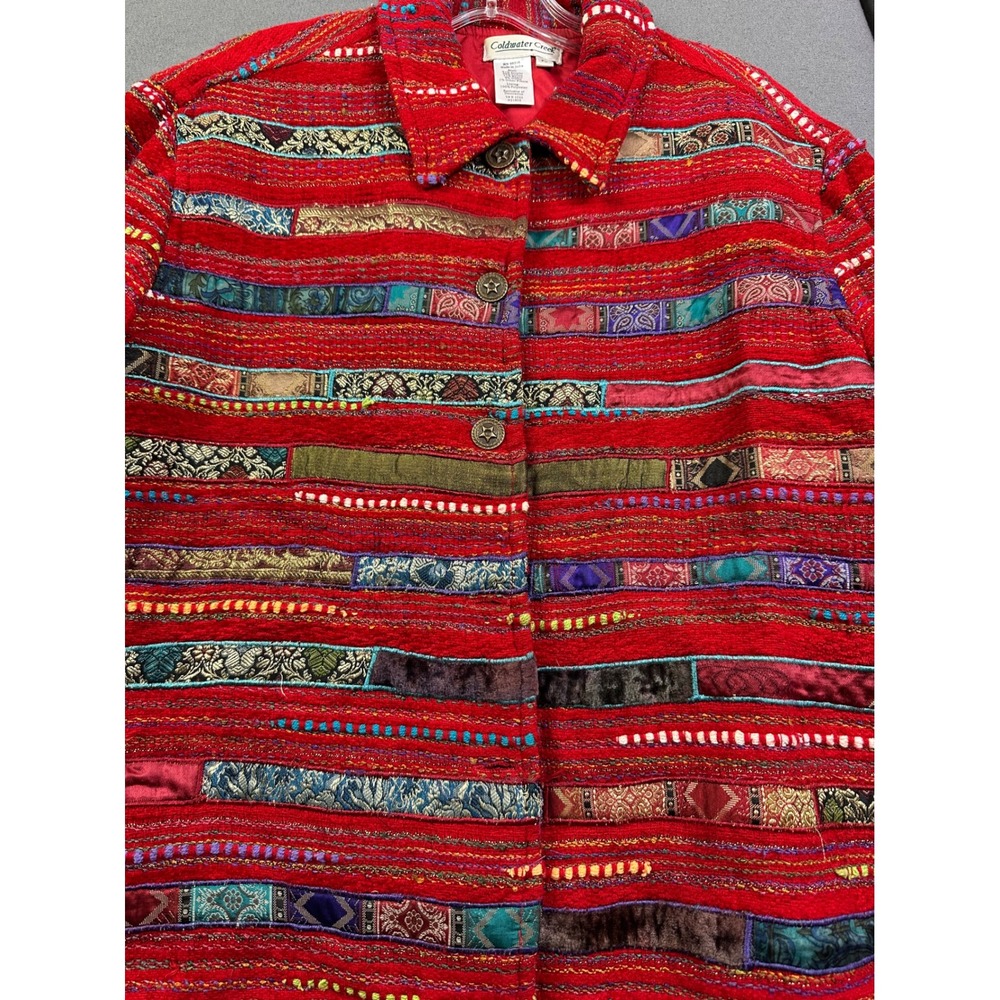 Coldwater Creek Red Patchwork Tapestry Jacket Wom… - image 13